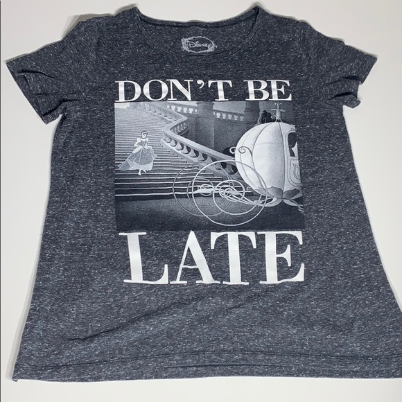 Disney Cinderella Don’t Be Late Graphic Cinderella T-shirt medium grey - Picture 1 of 4